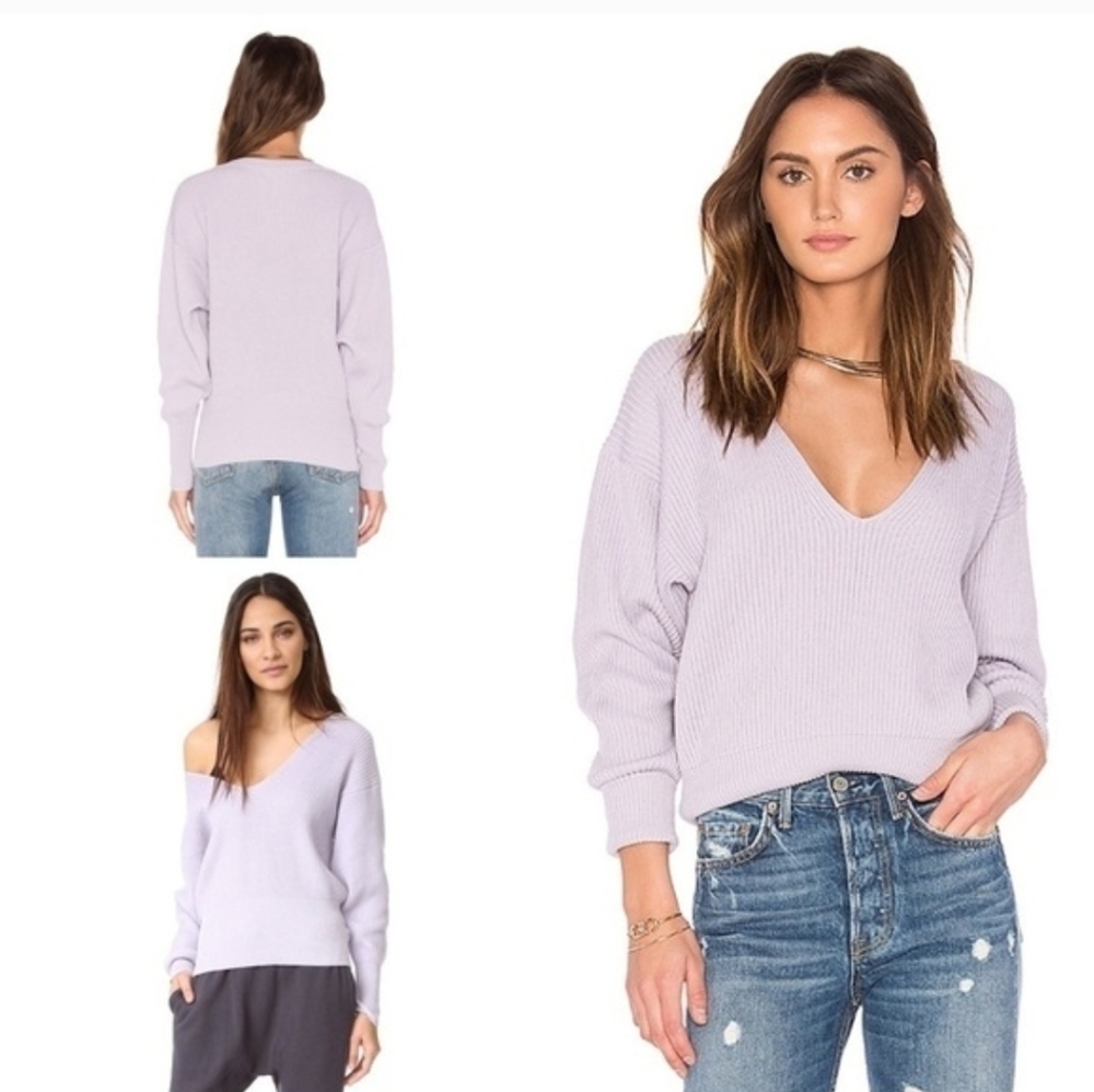 Free People Allure Lavender V-Neck Sweater